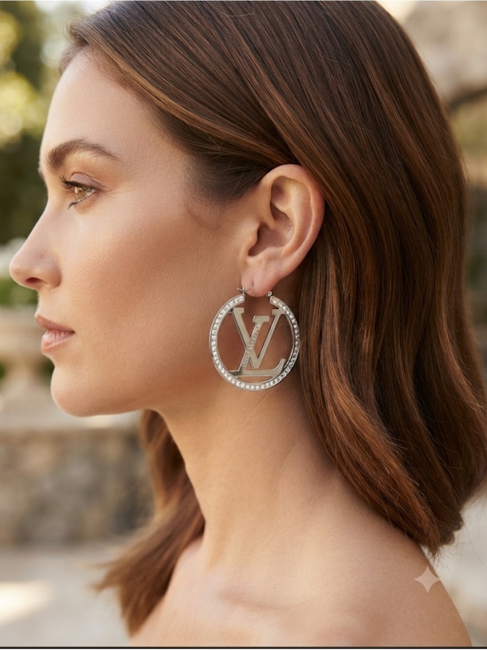 New Silver bring Monogram Hoop Earrings